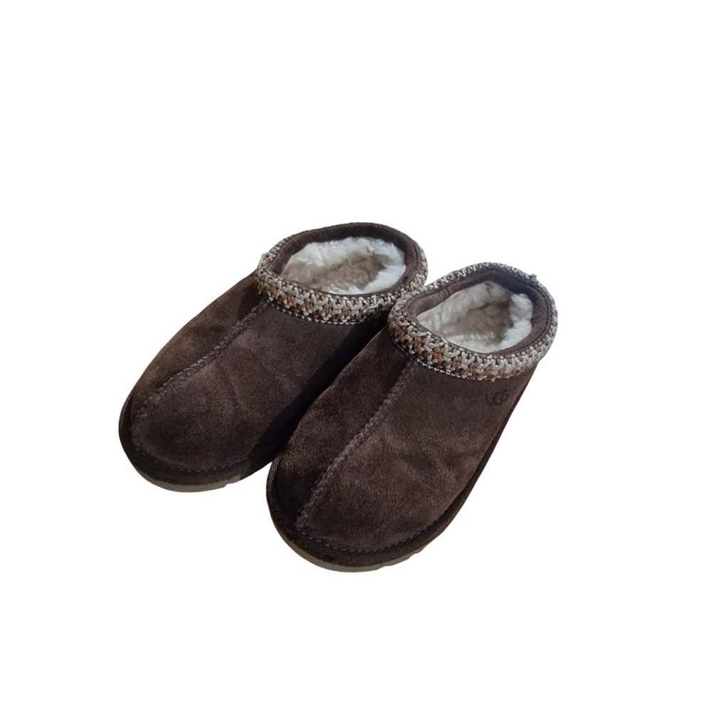 UGG Tasman Kids Chocolate Brown Suede Slip On Slippers Shoes 1019066K